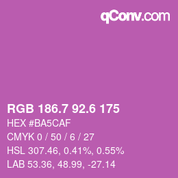 カラーコード: RGB 186.7 92.6 175 | qconv.com