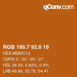 カラーコード: RGB 186.7 92.6 18 | qconv.com
