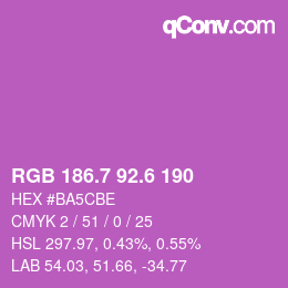 カラーコード: RGB 186.7 92.6 190 | qconv.com