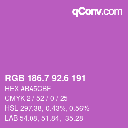 カラーコード: RGB 186.7 92.6 191 | qconv.com