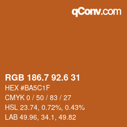 カラーコード: RGB 186.7 92.6 31 | qconv.com