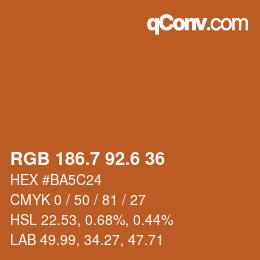 カラーコード: RGB 186.7 92.6 36 | qconv.com