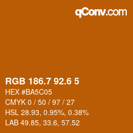 カラーコード: RGB 186.7 92.6 5 | qconv.com