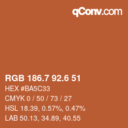 カラーコード: RGB 186.7 92.6 51 | qconv.com