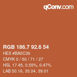 カラーコード: RGB 186.7 92.6 54 | qconv.com
