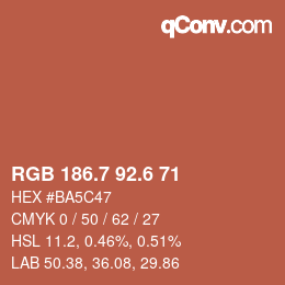 カラーコード: RGB 186.7 92.6 71 | qconv.com