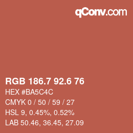 カラーコード: RGB 186.7 92.6 76 | qconv.com