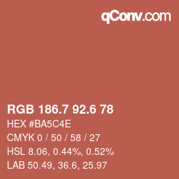 カラーコード: RGB 186.7 92.6 78 | qconv.com