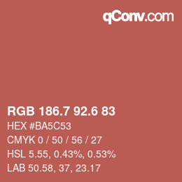 カラーコード: RGB 186.7 92.6 83 | qconv.com