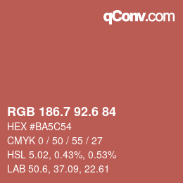 カラーコード: RGB 186.7 92.6 84 | qconv.com