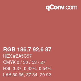カラーコード: RGB 186.7 92.6 87 | qconv.com
