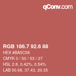 カラーコード: RGB 186.7 92.6 88 | qconv.com
