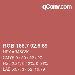 カラーコード: RGB 186.7 92.6 89 | qconv.com