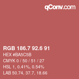 カラーコード: RGB 186.7 92.6 91 | qconv.com