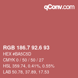 カラーコード: RGB 186.7 92.6 93 | qconv.com