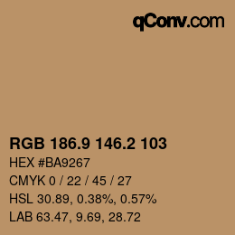 Color code: RGB 186.9 146.2 103 | qconv.com