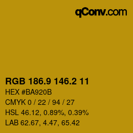 カラーコード: RGB 186.9 146.2 11 | qconv.com