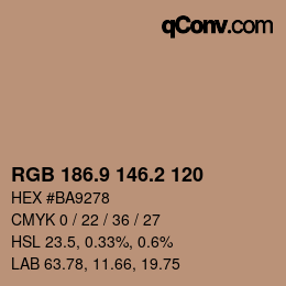 カラーコード: RGB 186.9 146.2 120 | qconv.com