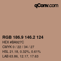 カラーコード: RGB 186.9 146.2 124 | qconv.com