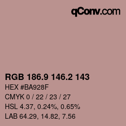 Color code: RGB 186.9 146.2 143 | qconv.com