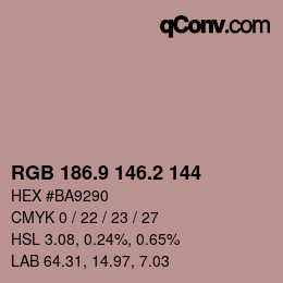 カラーコード: RGB 186.9 146.2 144 | qconv.com