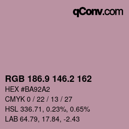 Color code: RGB 186.9 146.2 162 | qconv.com
