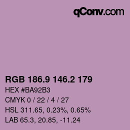 Color code: RGB 186.9 146.2 179 | qconv.com