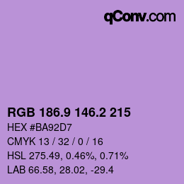 カラーコード: RGB 186.9 146.2 215 | qconv.com