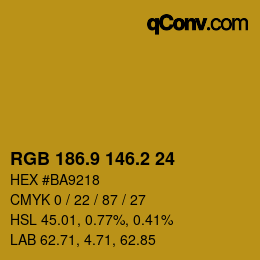 カラーコード: RGB 186.9 146.2 24 | qconv.com