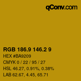 カラーコード: RGB 186.9 146.2 9 | qconv.com