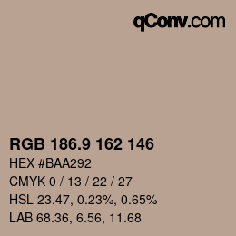 Farbcode: RGB 186.9 162 146 | qconv.com