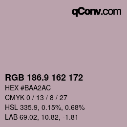 カラーコード: RGB 186.9 162 172 | qconv.com