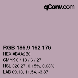 Color code: RGB 186.9 162 176 | qconv.com