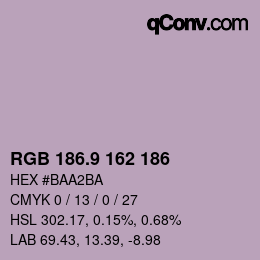 Color code: RGB 186.9 162 186 | qconv.com