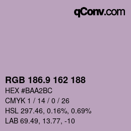 Color code: RGB 186.9 162 188 | qconv.com