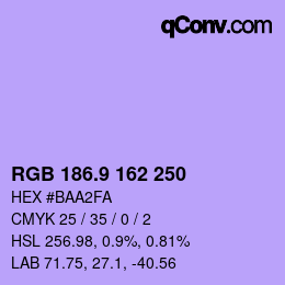 カラーコード: RGB 186.9 162 250 | qconv.com