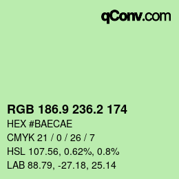 カラーコード: RGB 186.9 236.2 174 | qconv.com