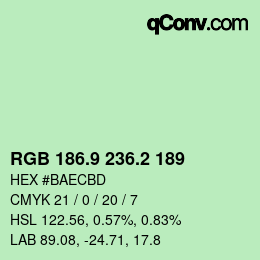 カラーコード: RGB 186.9 236.2 189 | qconv.com