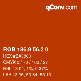 Color code: RGB 186.9 56.2 0 | qconv.com