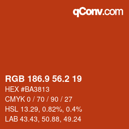 カラーコード: RGB 186.9 56.2 19 | qconv.com