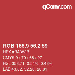 カラーコード: RGB 186.9 56.2 59 | qconv.com
