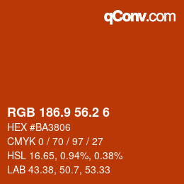 カラーコード: RGB 186.9 56.2 6 | qconv.com