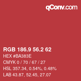 カラーコード: RGB 186.9 56.2 62 | qconv.com