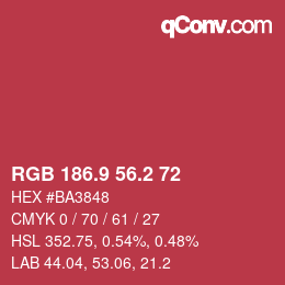 カラーコード: RGB 186.9 56.2 72 | qconv.com