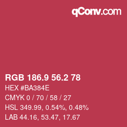 カラーコード: RGB 186.9 56.2 78 | qconv.com