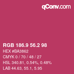 カラーコード: RGB 186.9 56.2 98 | qconv.com