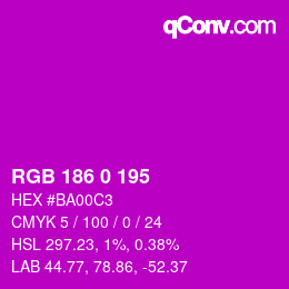 カラーコード: RGB 186 0 195 | qconv.com