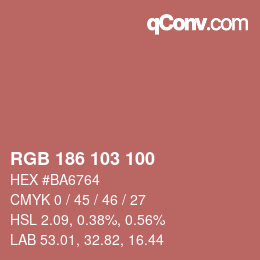 Color code: RGB 186 103 100 | qconv.com
