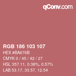 Color code: RGB 186 103 107 | qconv.com