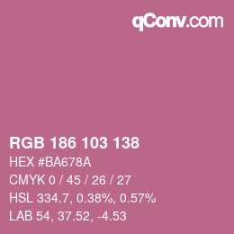 Color code: RGB 186 103 138 | qconv.com